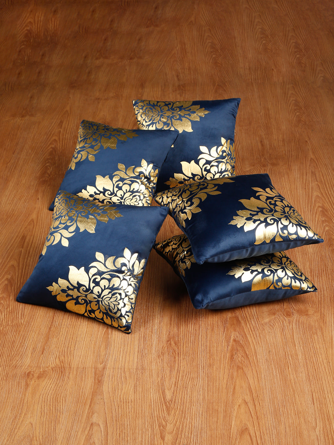 Soft Velvet Golden Foil Printed Cushion Covers ( 16 x 16 inch )