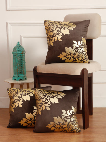 Soft Velvet Golden Foil Printed Cushion Covers ( 16 x 16 inch )