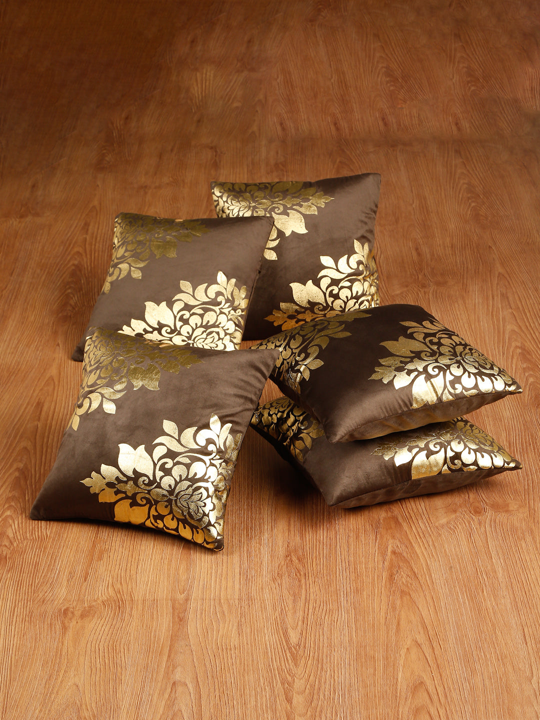 Soft Velvet Golden Foil Printed Cushion Covers ( 16 x 16 inch )