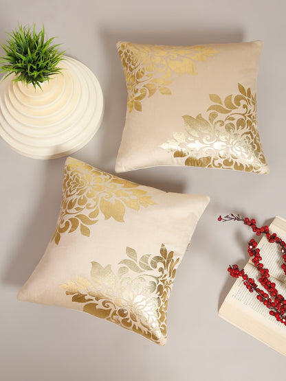 Soft Velvet Golden Foil Printed Cushion Covers ( 16 x 16 inch )