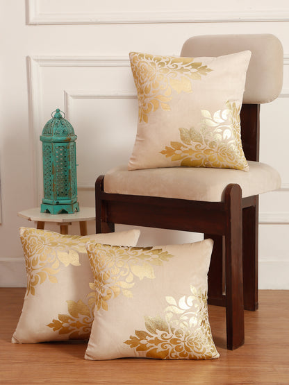 Soft Velvet Golden Foil Printed Cushion Covers ( 16 x 16 inch )