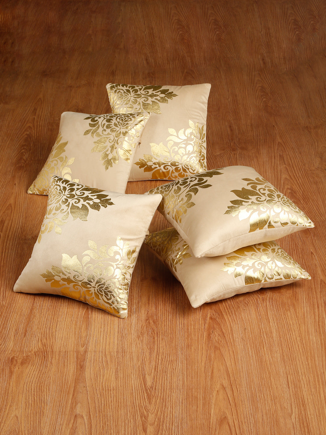 Soft Velvet Golden Foil Printed Cushion Covers ( 16 x 16 inch )