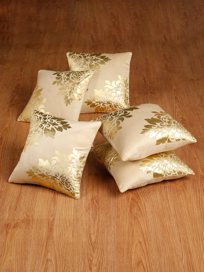 Soft Velvet Golden Foil Printed Cushion Covers ( 16 x 16 inch )