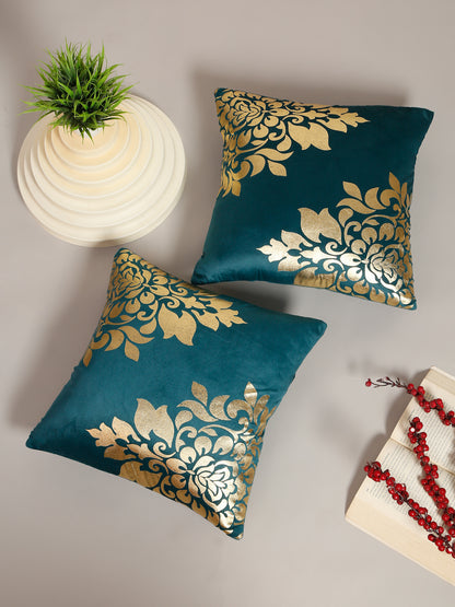Soft Velvet Golden Foil Printed Cushion Covers ( 16 x 16 inch )