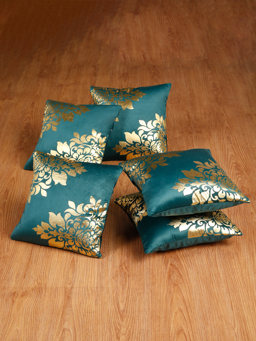 Soft Velvet Golden Foil Printed Cushion Covers ( 16 x 16 inch )