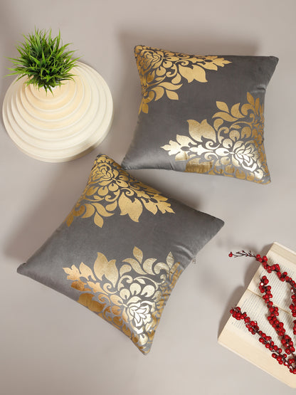 Soft Velvet Golden Foil Printed Cushion Covers ( 16 x 16 inch )