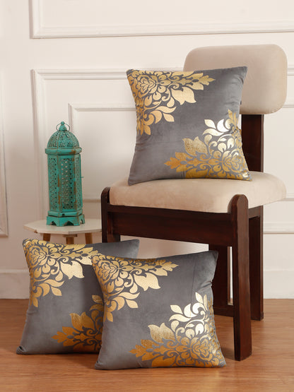 Soft Velvet Golden Foil Printed Cushion Covers ( 16 x 16 inch )