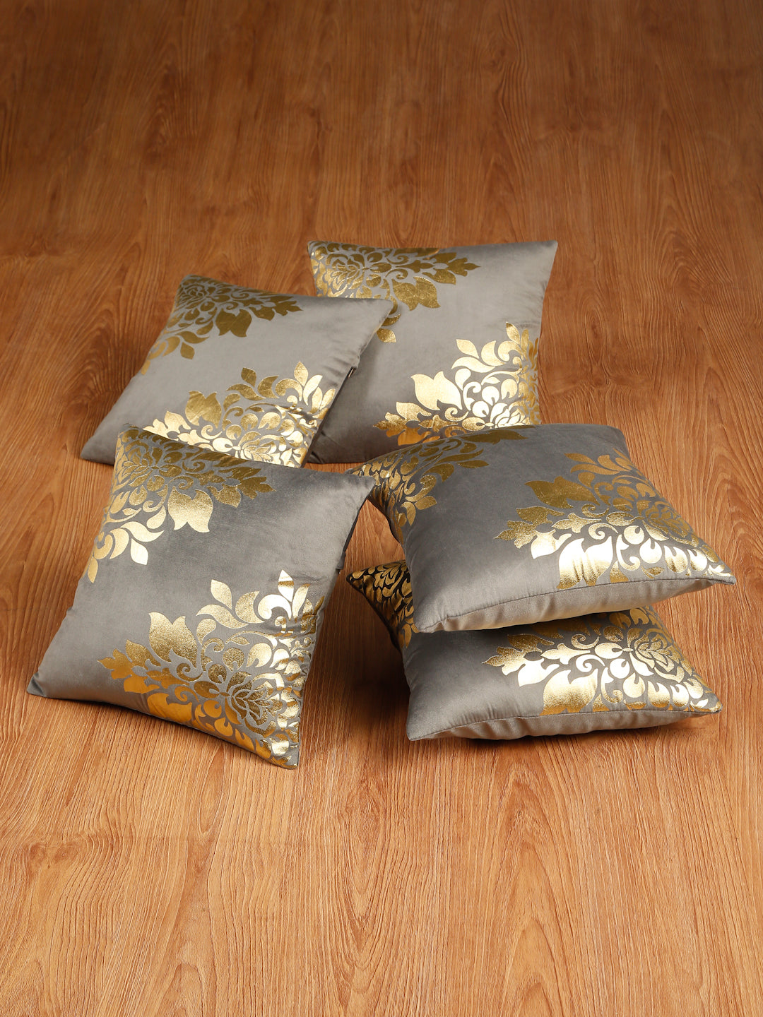 Soft Velvet Golden Foil Printed Cushion Covers ( 16 x 16 inch )
