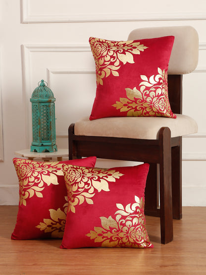 Soft Velvet Golden Foil Printed Cushion Covers ( 16 x 16 inch )