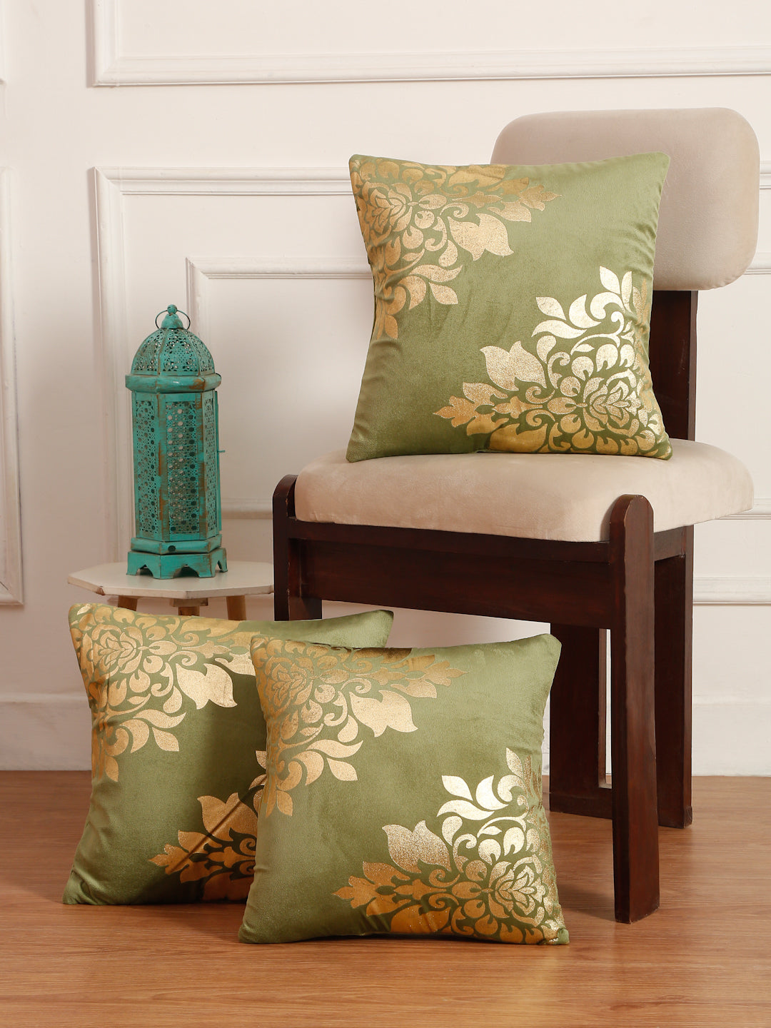 Soft Velvet Golden Foil Printed Cushion Covers ( 16 x 16 inch )