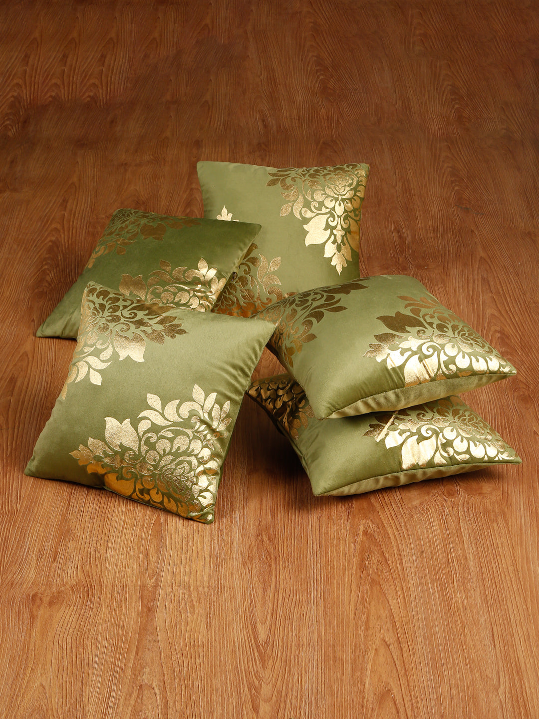 Soft Velvet Golden Foil Printed Cushion Covers ( 16 x 16 inch )