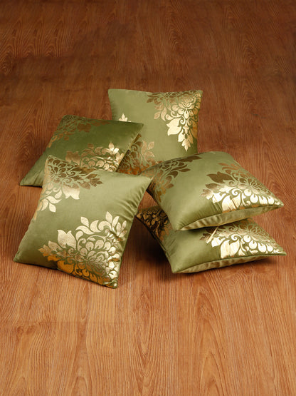 Soft Velvet Golden Foil Printed Cushion Covers ( 16 x 16 inch )