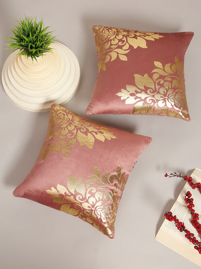 Soft Velvet Golden Foil Printed Cushion Covers ( 16 x 16 inch )