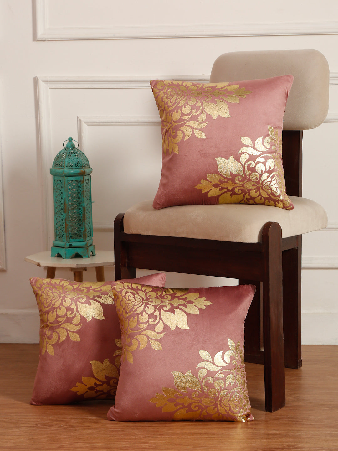 Soft Velvet Golden Foil Printed Cushion Covers ( 16 x 16 inch )