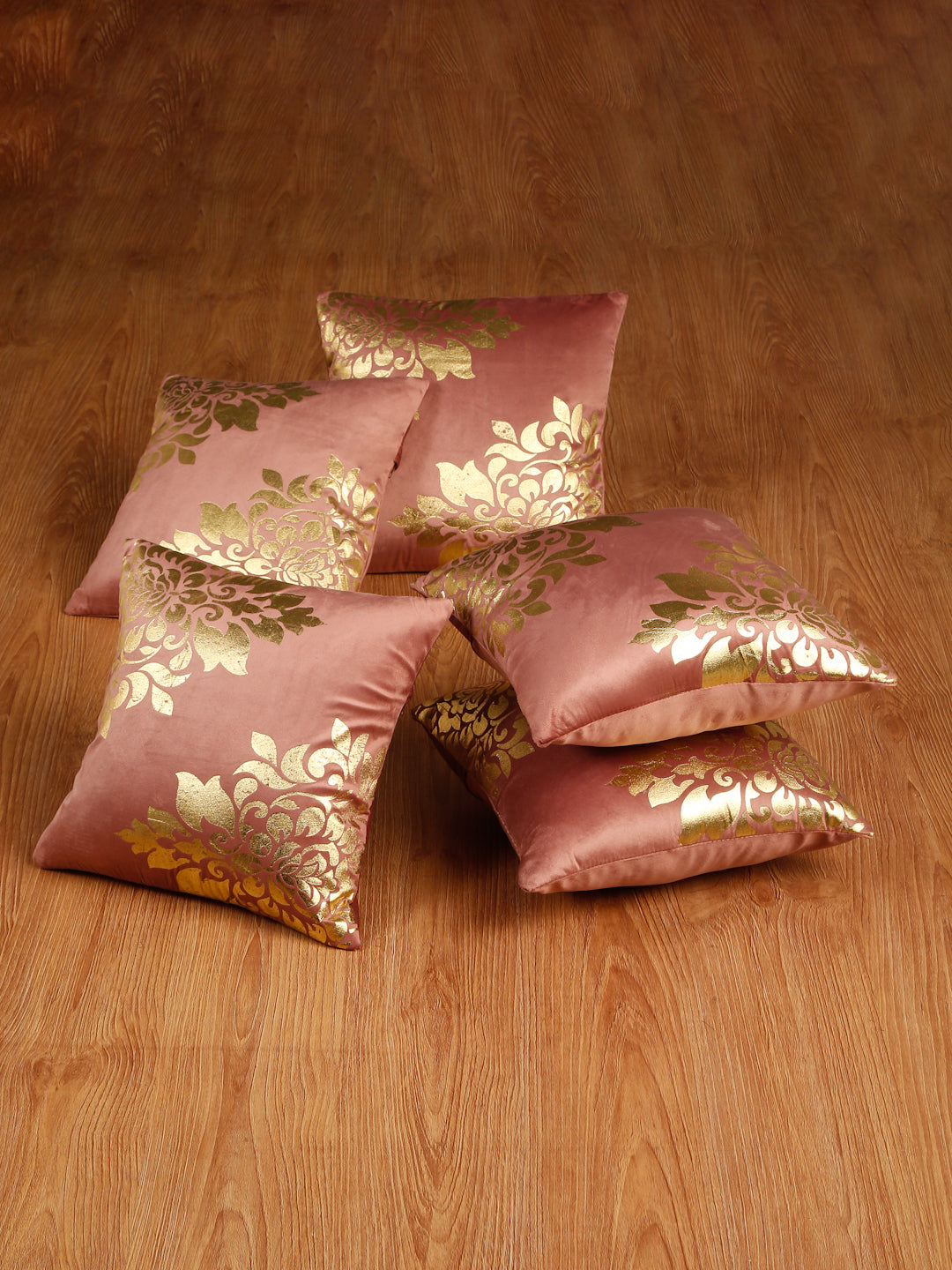 Soft Velvet Golden Foil Printed Cushion Covers ( 16 x 16 inch )