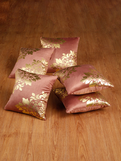 Soft Velvet Golden Foil Printed Cushion Covers ( 16 x 16 inch )
