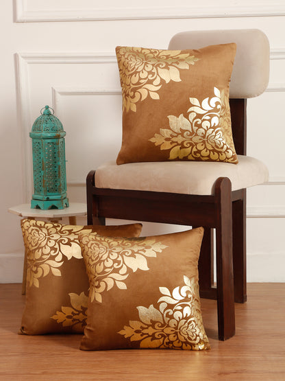 Soft Velvet Golden Foil Printed Cushion Covers ( 16 x 16 inch )