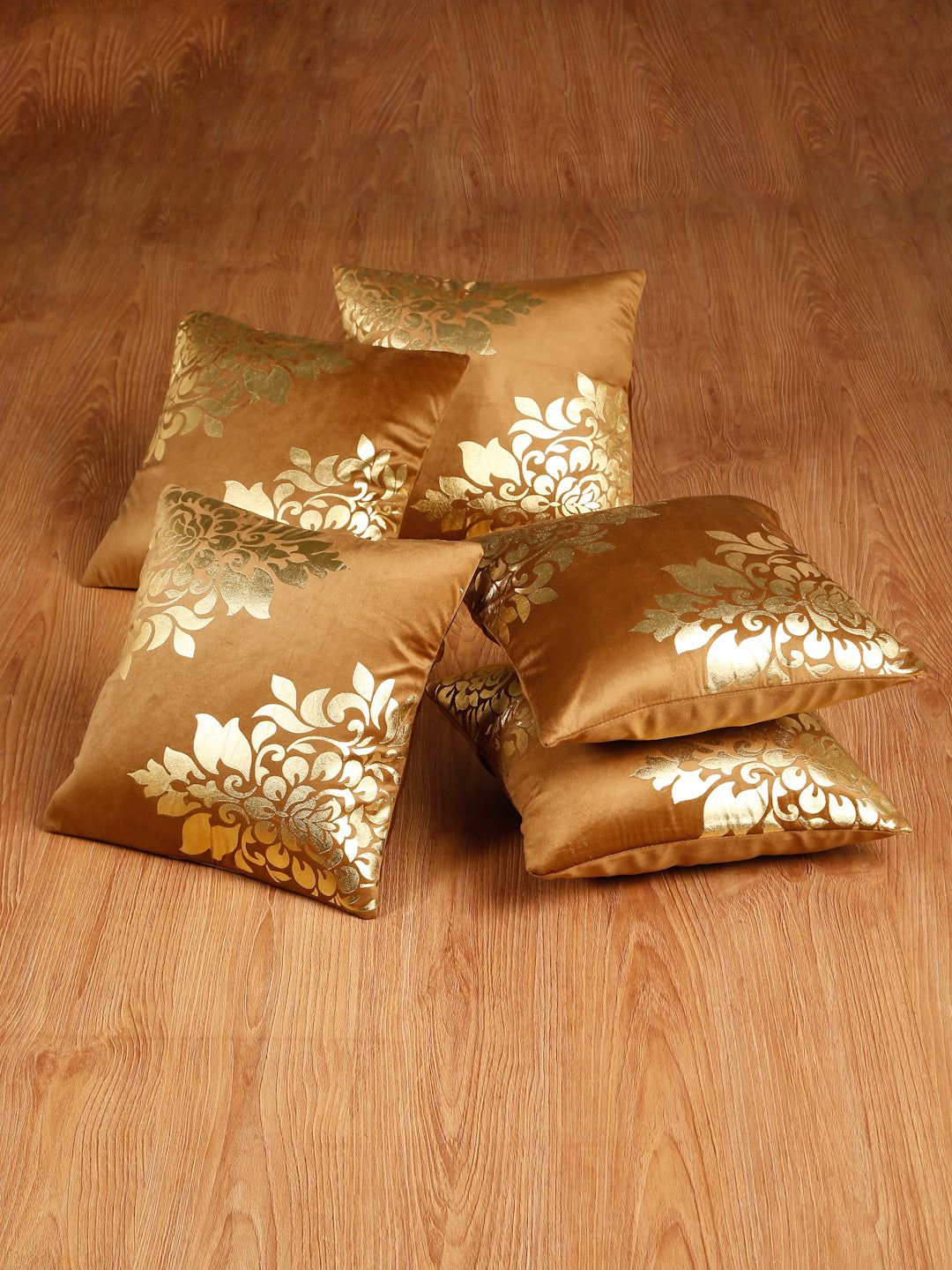Soft Velvet Golden Foil Printed Cushion Covers ( 16 x 16 inch )