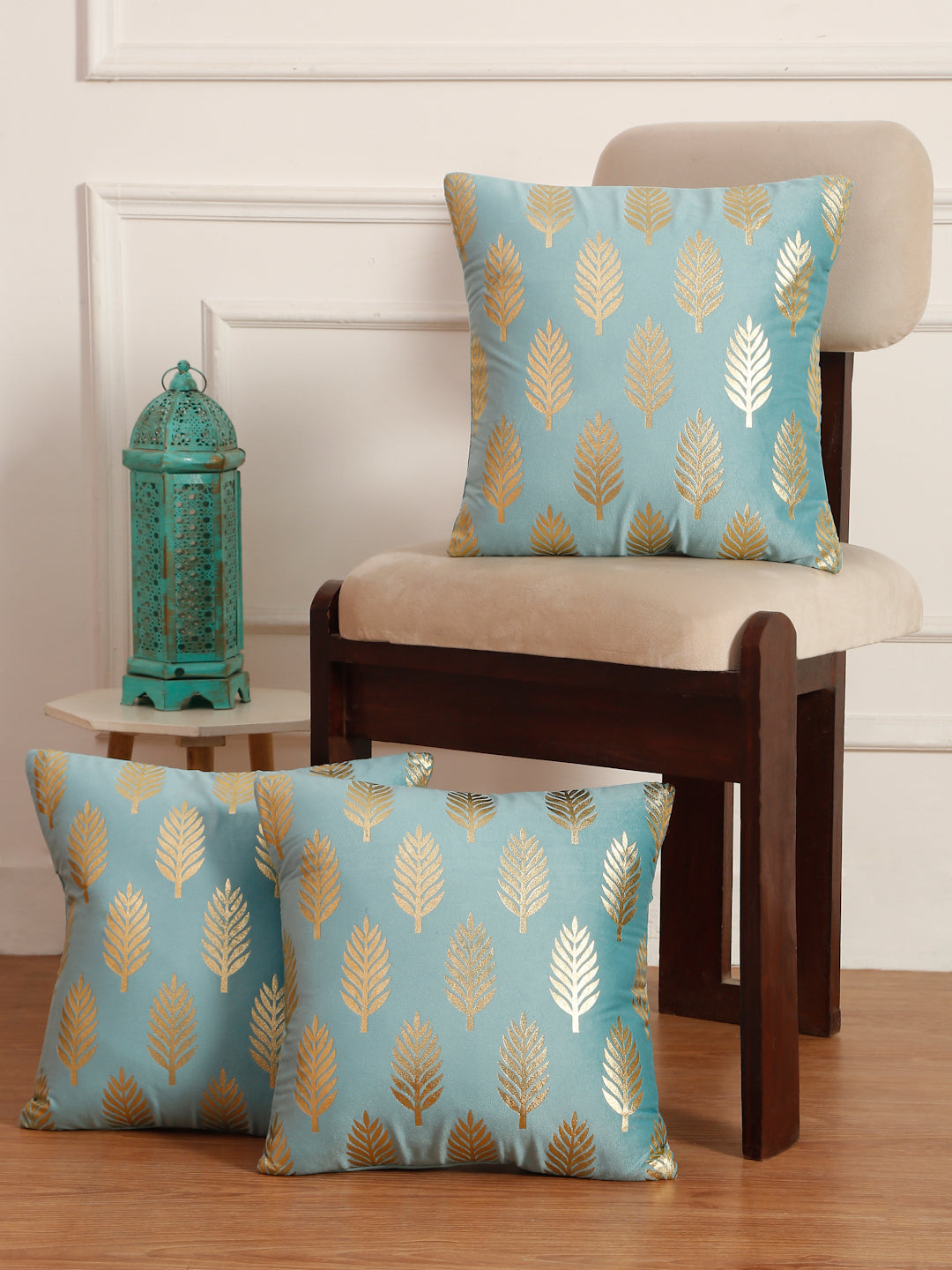 Soft Velvet Golden Foil Printed Cushion Covers ( 16 x 16 inch )
