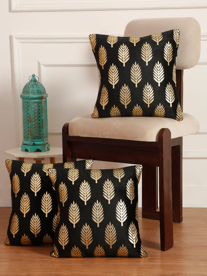 Soft Velvet Golden Foil Printed Cushion Covers ( 16 x 16 inch )