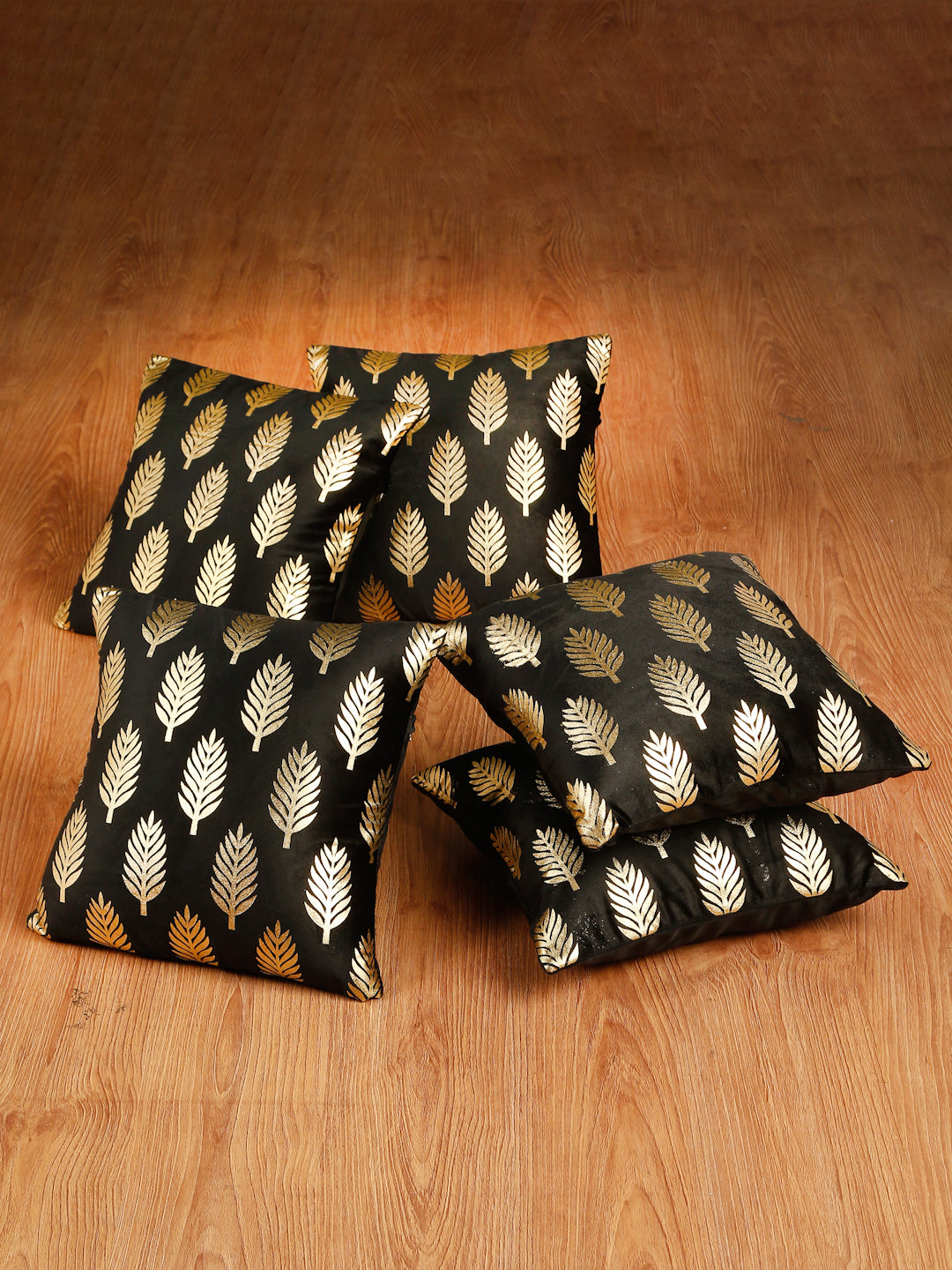 Soft Velvet Golden Foil Printed Cushion Covers ( 16 x 16 inch )