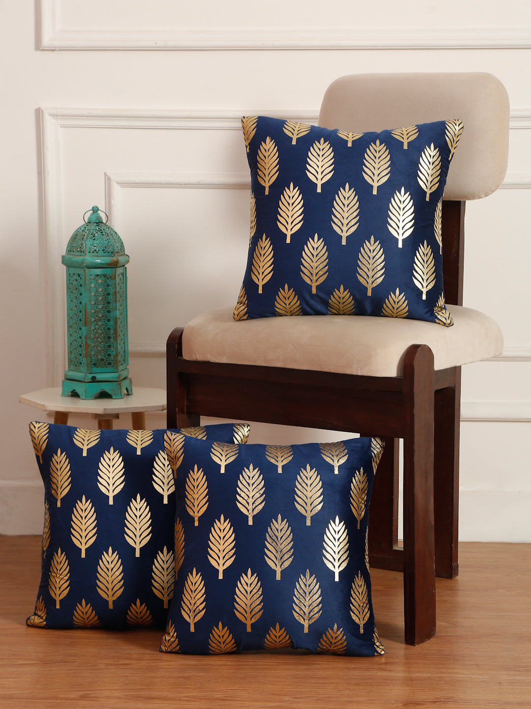 Soft Velvet Golden Foil Printed Cushion Covers ( 16 x 16 inch )