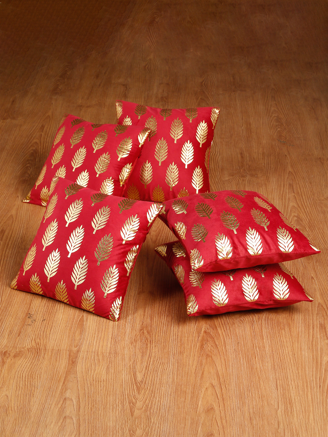 Soft Velvet Golden Foil Printed Cushion Covers ( 16 x 16 inch )
