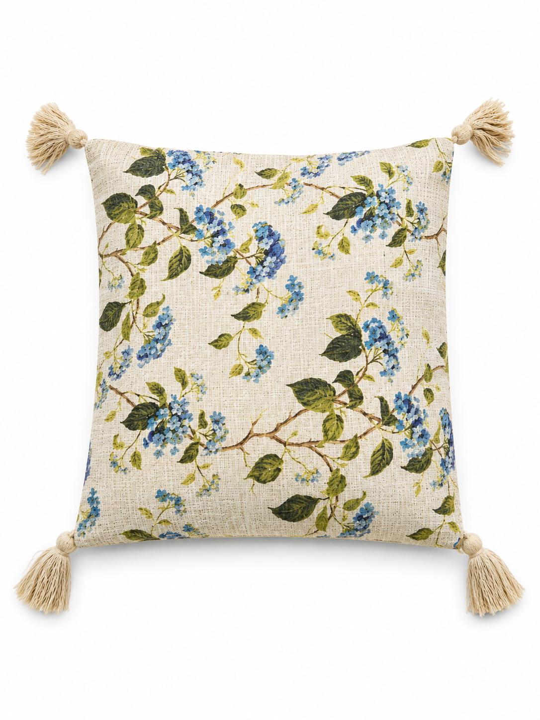 Pure Cotton Hand Block Printed Cushion Cover with Tassels | 16x16 Inch