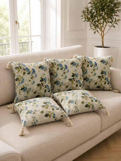 Pure Cotton Hand Block Printed Cushion Cover with Tassels | 16x16 Inch