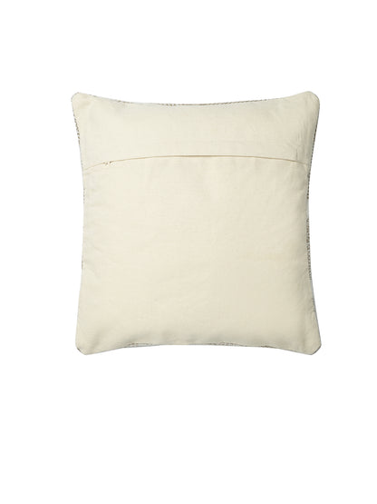 Beige & White Set of 2 Self Design Square Cushion Covers(16 X 16 Inches)