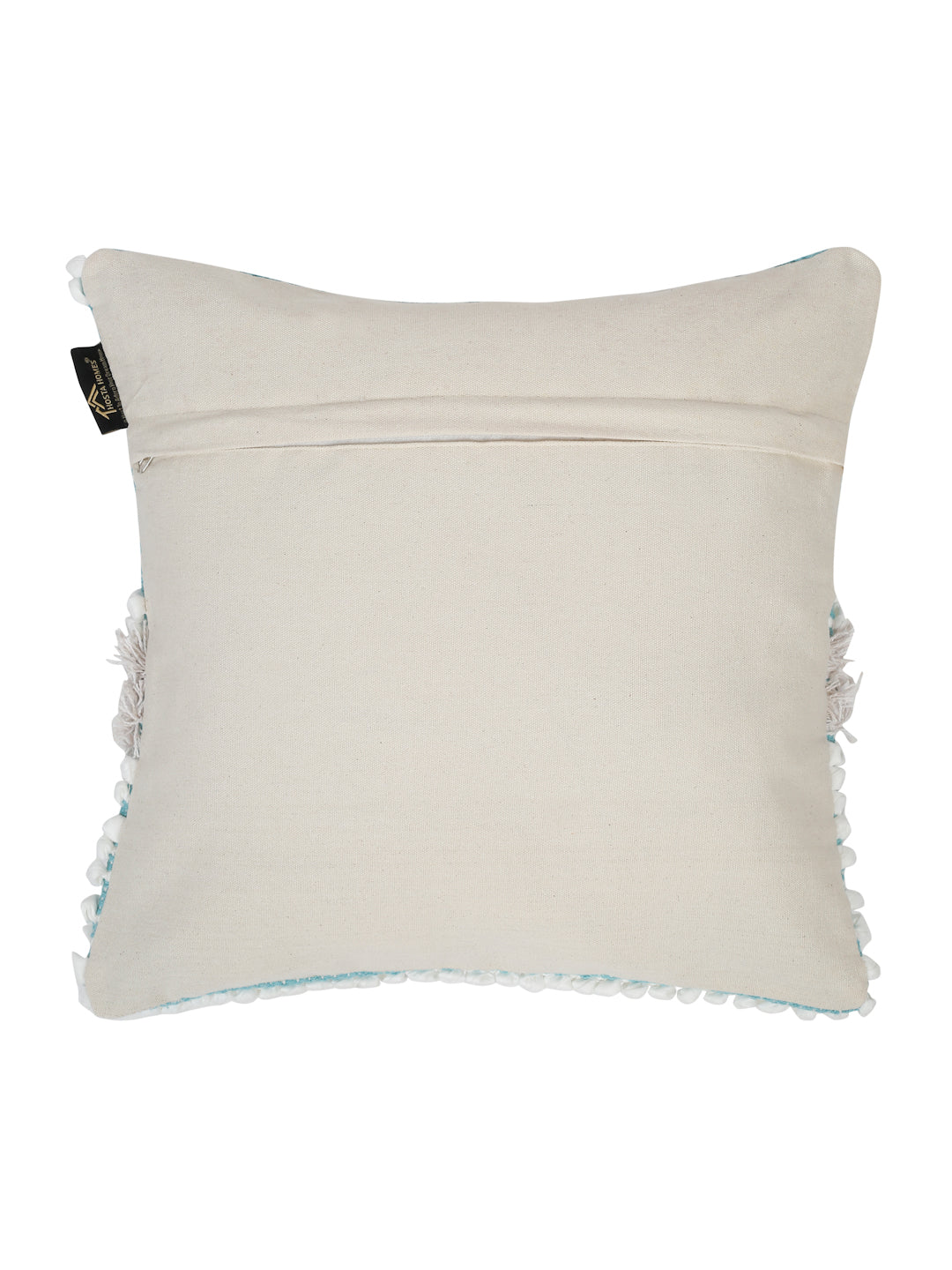 Beige & White Set of 2 Self Design Square Cushion Covers(16 X 16 Inches)