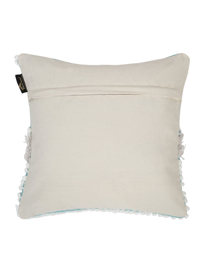 Beige & White Set of 2 Self Design Square Cushion Covers(16 X 16 Inches)