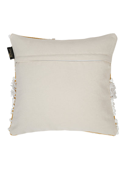 Beige & White Set of 2 Self Design Square Cushion Covers(16 X 16 Inches)