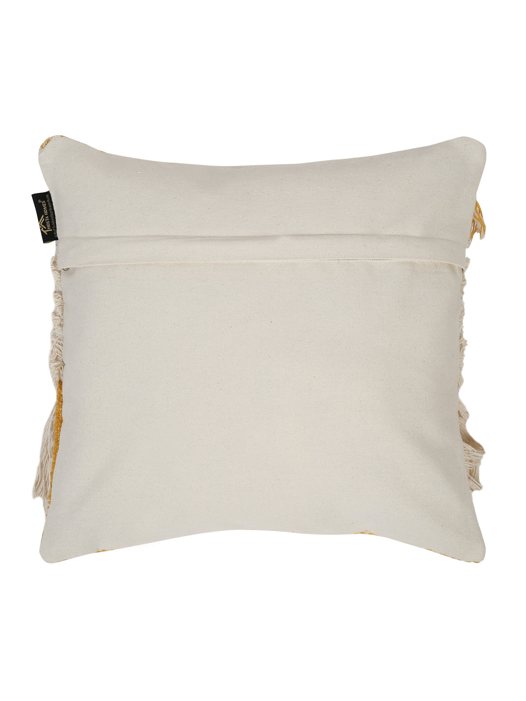 Beige & White Set of 2 Self Design Square Cushion Covers(16 X 16 Inches)