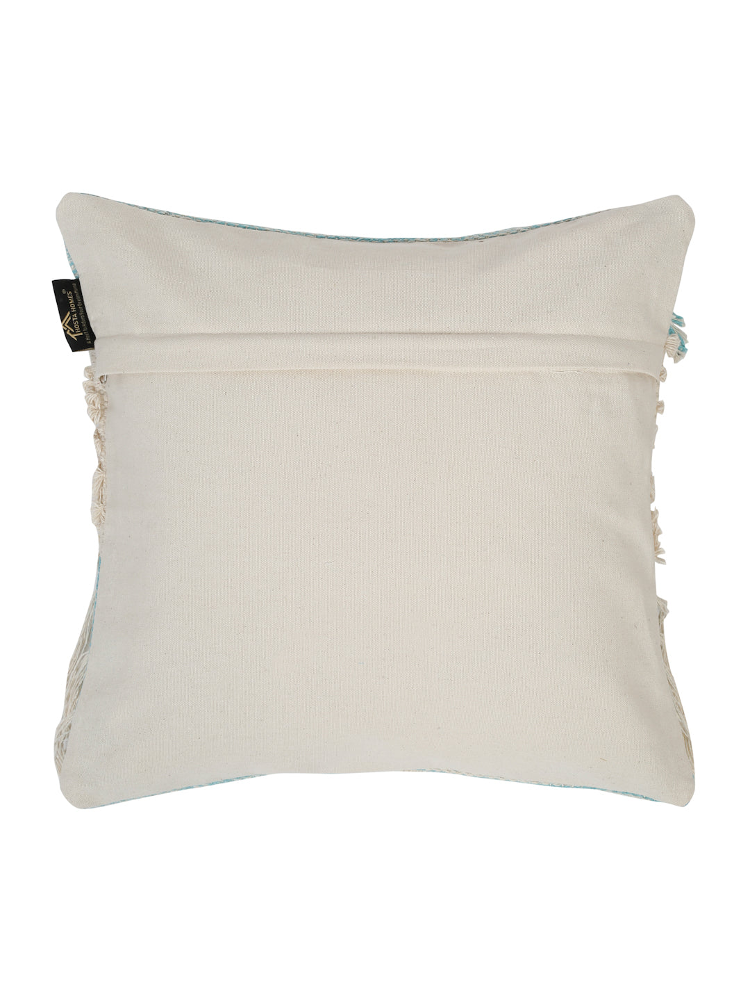Beige & White Set of 2 Self Design Square Cushion Covers(16 X 16 Inches)