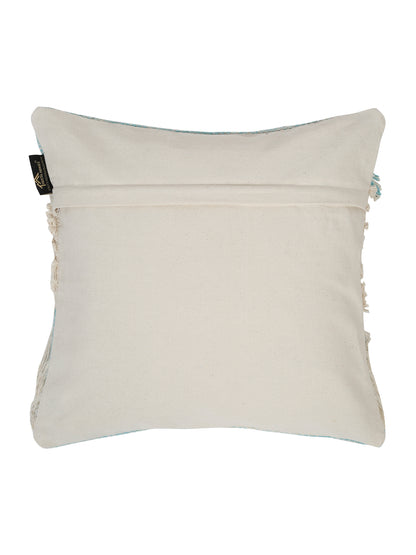 Beige & White Set of 2 Self Design Square Cushion Covers(16 X 16 Inches)