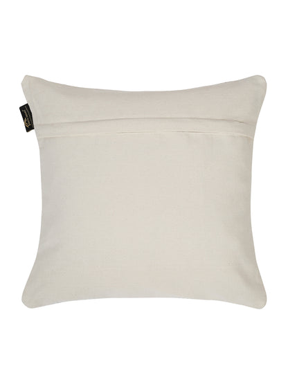 Beige & White Set of 2 Self Design Square Cushion Covers(16 X 16 Inches)