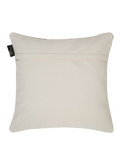 Beige & White Set of 2 Self Design Square Cushion Covers(16 X 16 Inches)