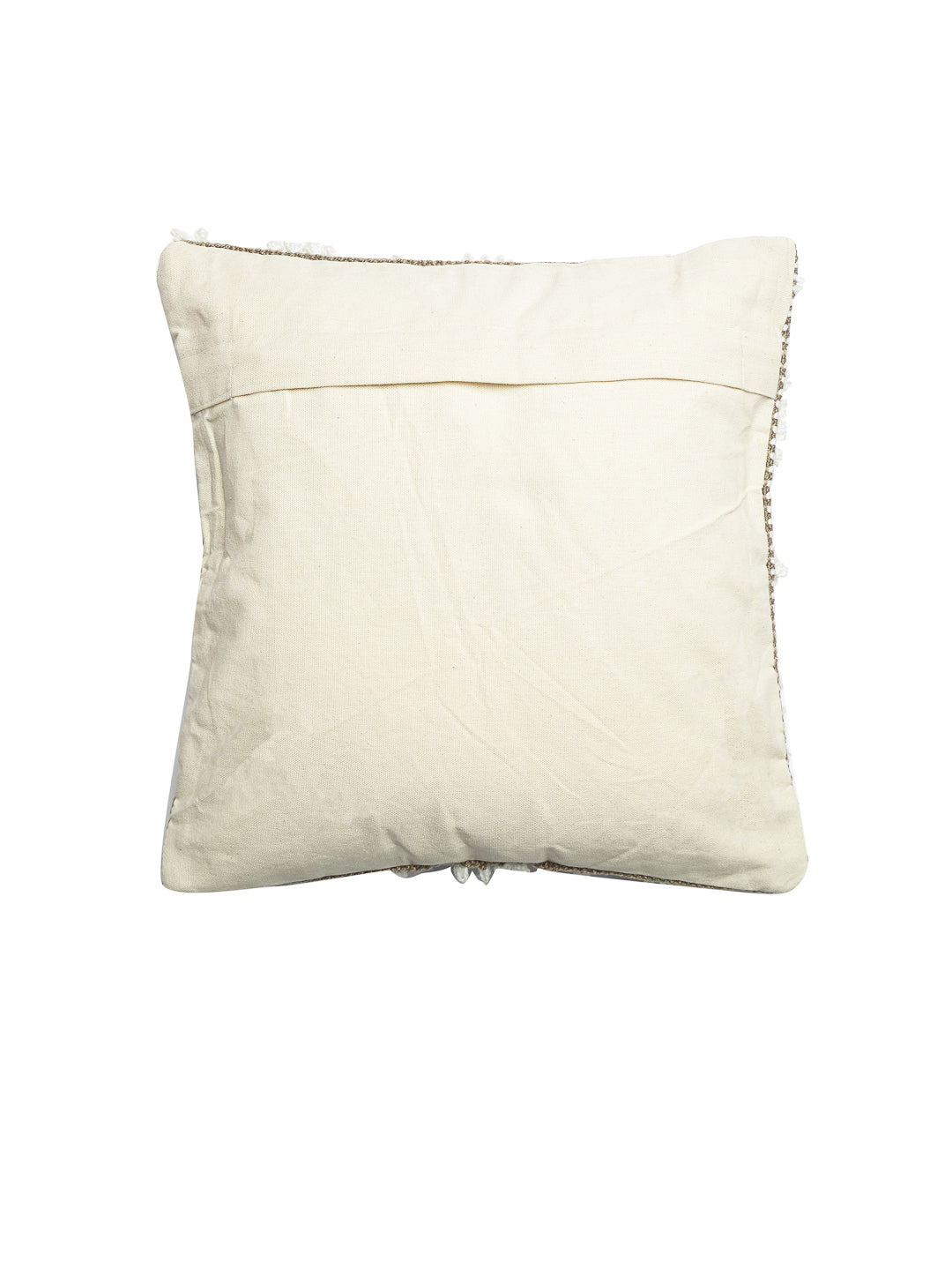Beige & White Set of 2 Self Design Square Cushion Covers(16 X 16 Inches)