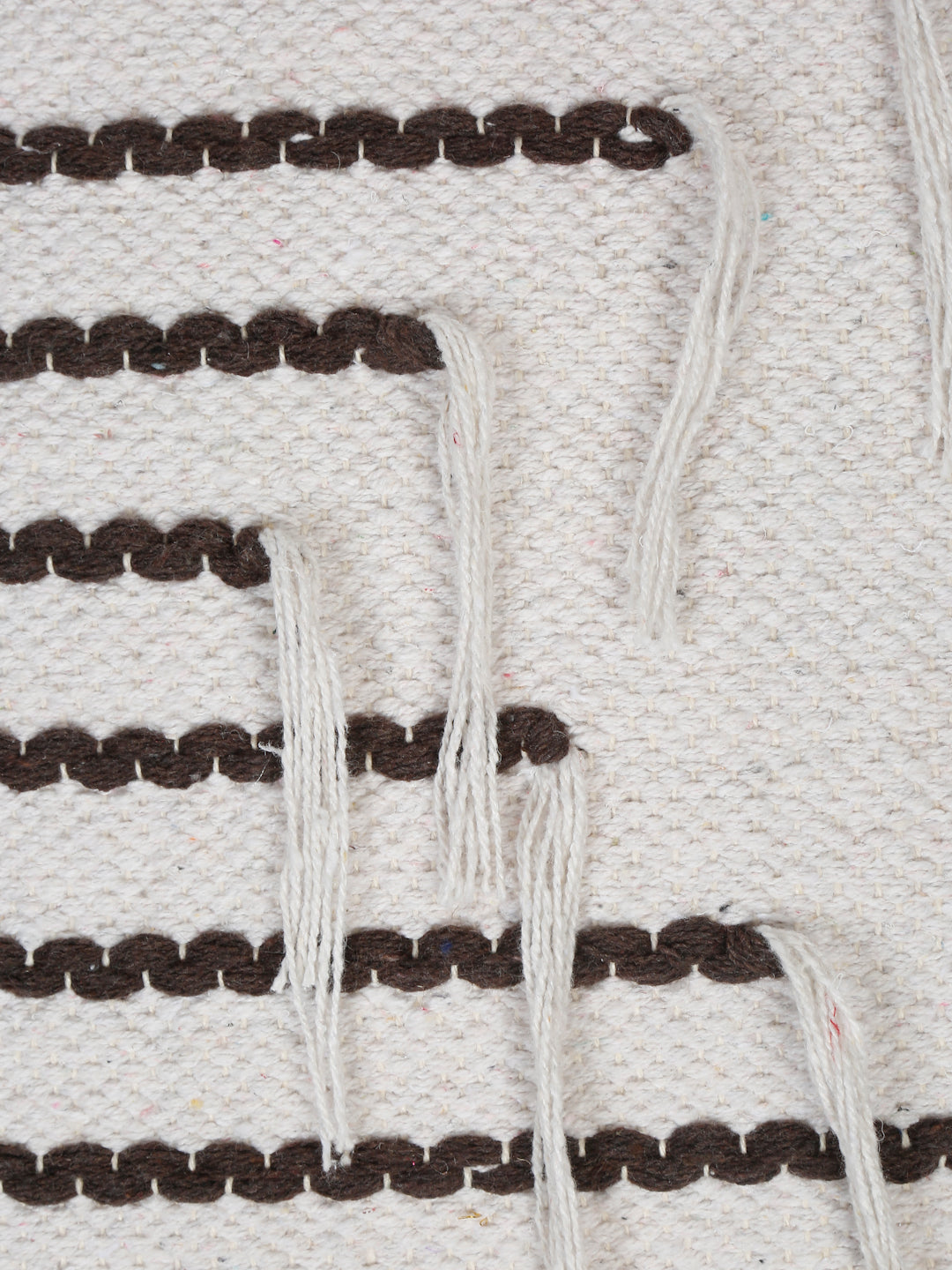 Beige & White Set of 2 Self Design Square Cushion Covers(16 X 16 Inches)
