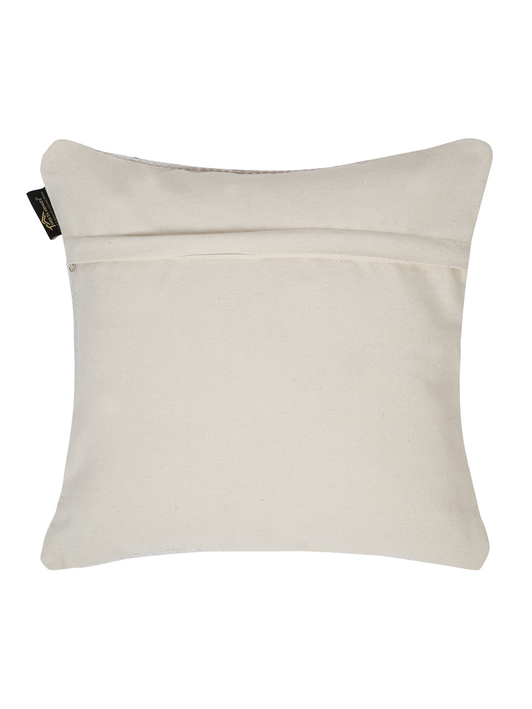 Beige & White Set of 2 Self Design Square Cushion Covers(16 X 16 Inches)