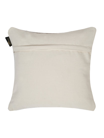 Beige & White Set of 2 Self Design Square Cushion Covers(16 X 16 Inches)