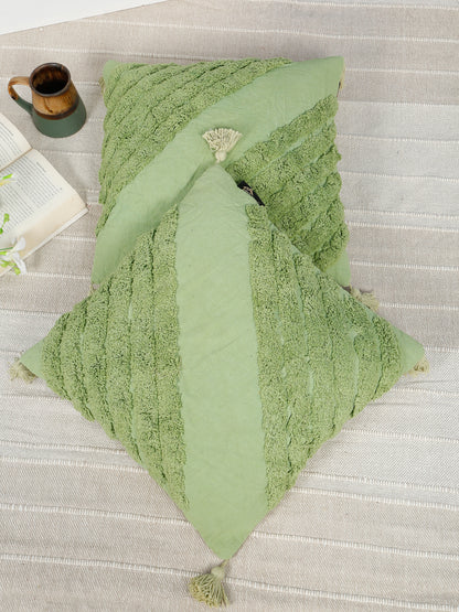 Geometric Embroidered Pure Cotton Square Cushion Covers(16 X 16 Inches)