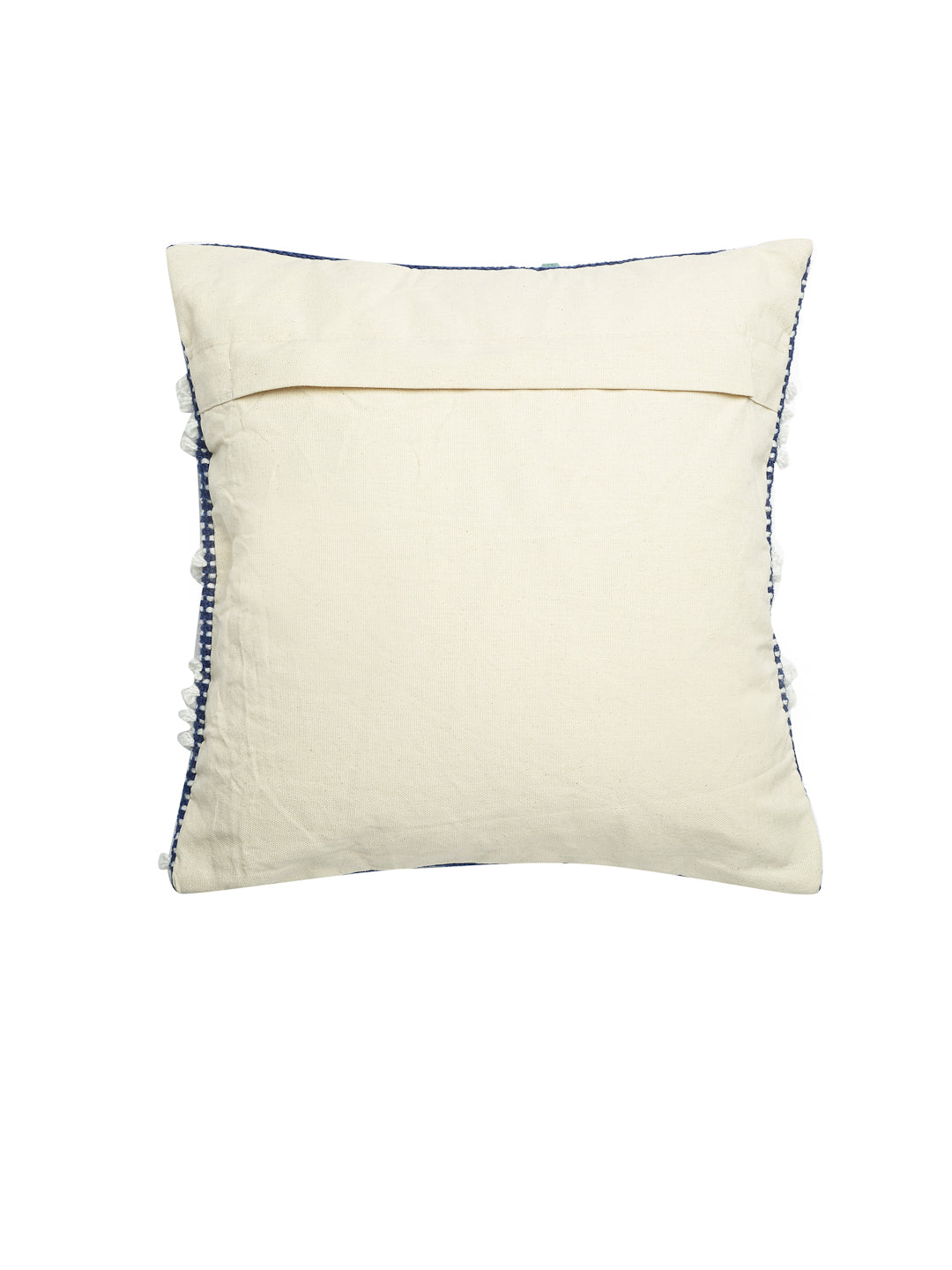 Beige & White Set of 2 Self Design Square Cushion Covers(16 X 16 Inches)