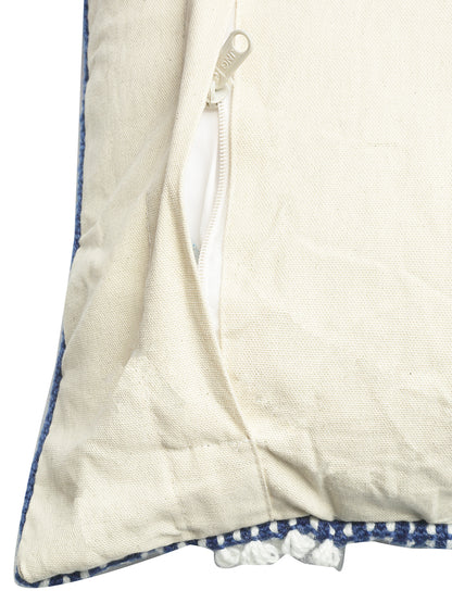 Beige & White Set of 2 Self Design Square Cushion Covers(16 X 16 Inches)