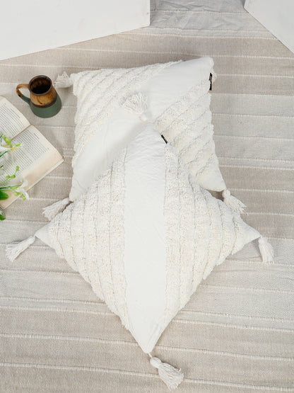 Geometric Embroidered Pure Cotton Square Cushion Covers(16 X 16 Inches)