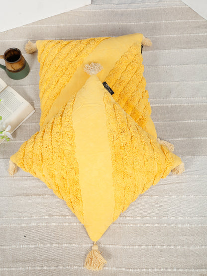 Geometric Embroidered Pure Cotton Square Cushion Covers(16 X 16 Inches)