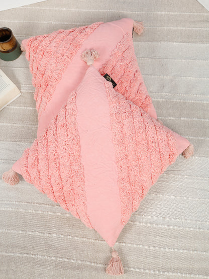 Geometric Embroidered Pure Cotton Square Cushion Covers(16 X 16 Inches)