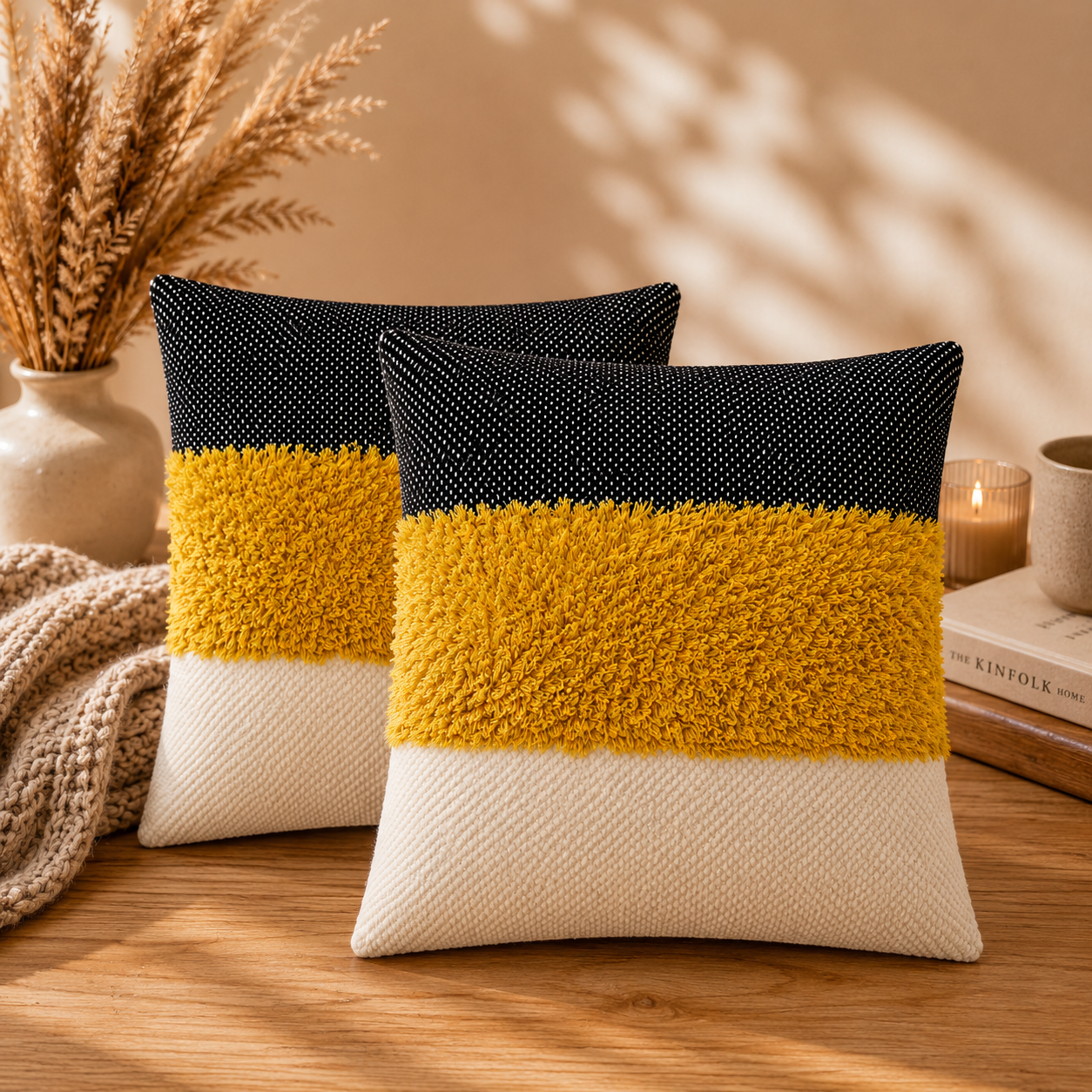 Abstract Square Cushion Covers Set of 2 ( 16 x 16 inch )