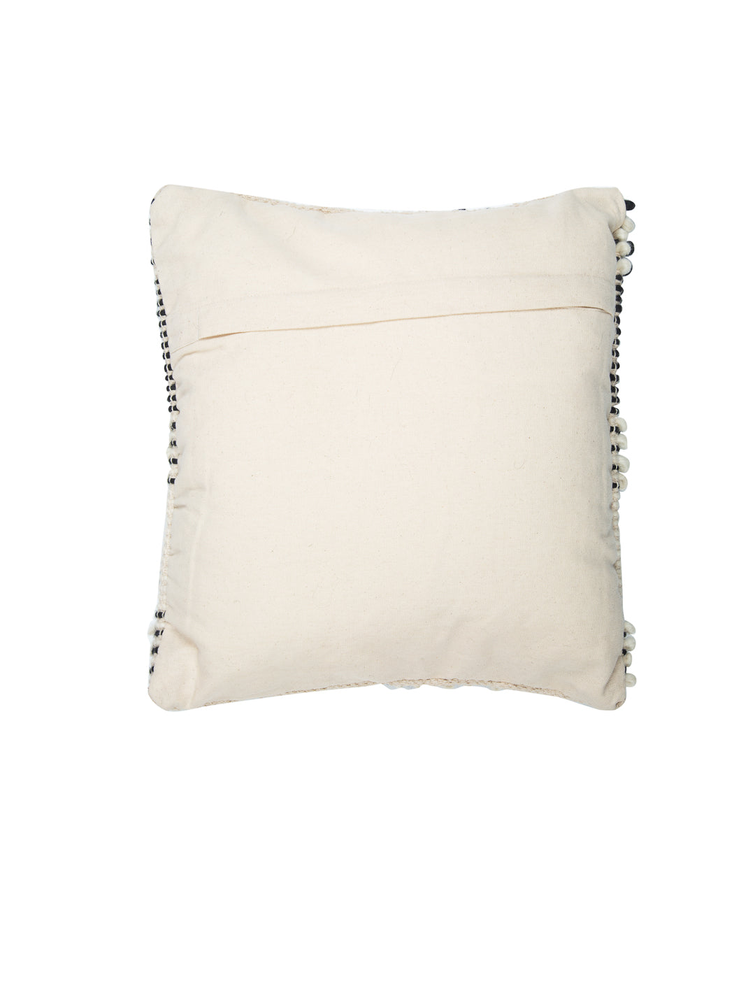Beige & White Set of 2 Self Design Square Cushion Covers(16 X 16 Inches)